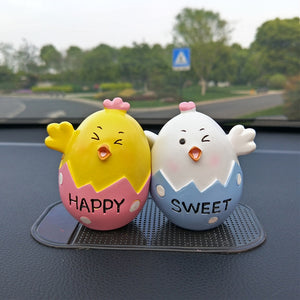2pcs/set Car Ornament Cartoon Happy Chicken