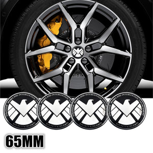 Car Styling 4 Pcs 65mm Aluminum Wheel Center Decal Badge Car Sticker Mavel's Agent of SHIELD for bmw E46 E39 E90
