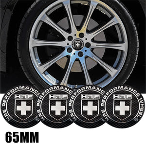 4 Pcs HRE logo Emblem 65mm Wheel Center Decal Badge Car Sticker Carbon Fiber Style for BMW M3 M5 Car Styling