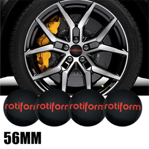 Set of 4 Black Rotiform Red letter 56mm Aluminum Wheel Center Decal Badge Car Sticker for Audi Car Styling